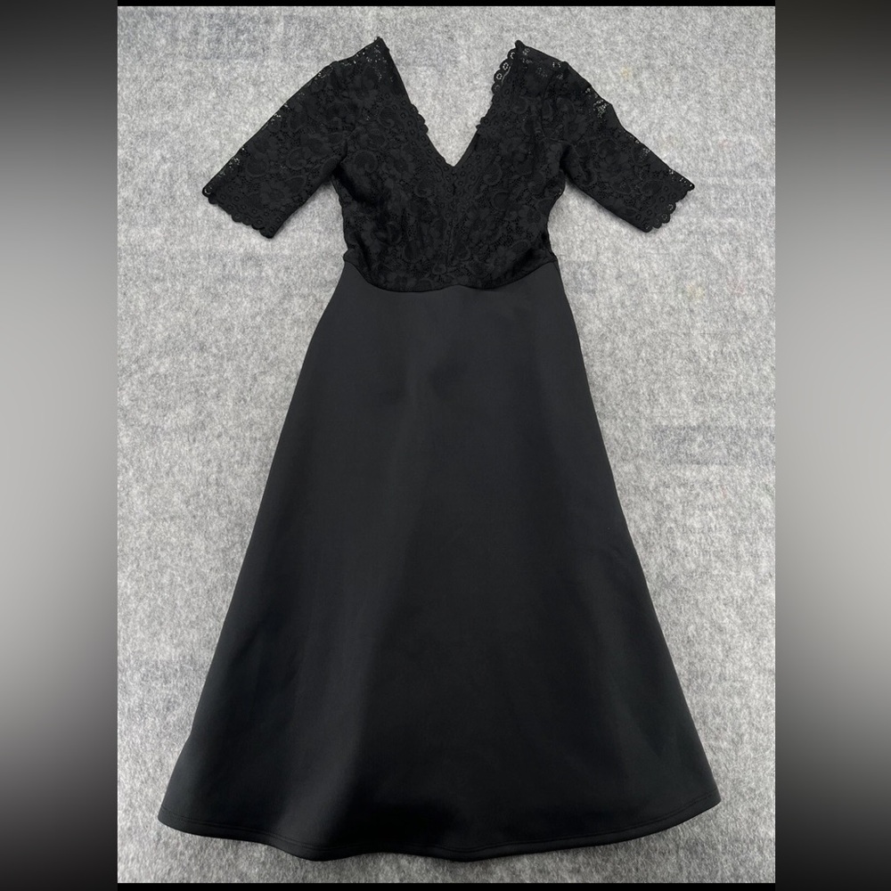ASOS Black Lace Skater Long Sleeve Dress NEW